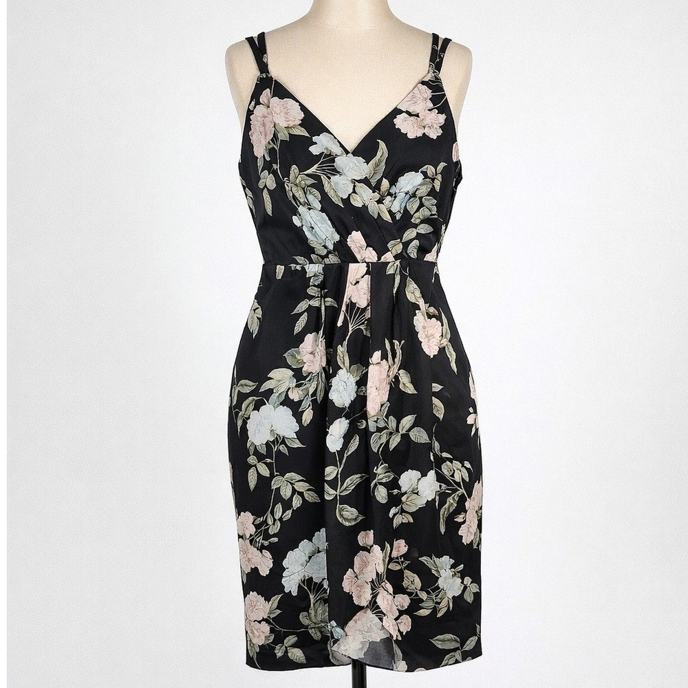 NEW City Chic $190 18W Faux Wrap Tulip Dress Black Pink Green Adjustable Strap